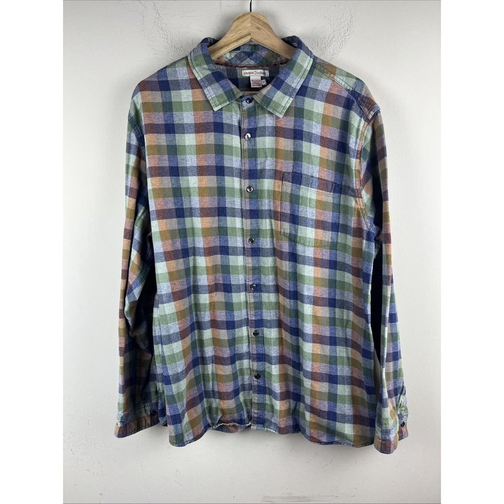 Carbon2Cobalt Men's XL Multicolor Plaid Long Sleeve Cotton Button Up Shirt